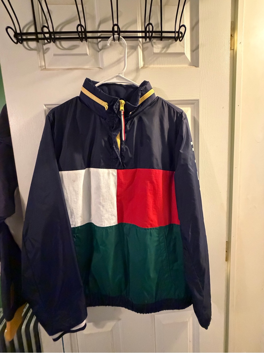 Tommy Hilfiger Navy Windbreaker with Red, White & Green Colorblock